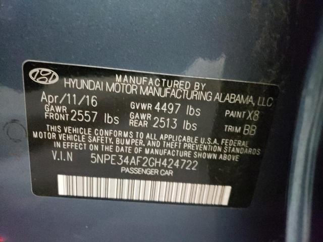 Photo 10 from auction – 2016 HYUNDAI SONATA SPO with VIN 5NPE34AF2GH424722