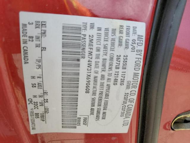 Photo 10 from auction – 2001 MERCURY GRAND MARQ with VIN 2MEFM74W31X690608