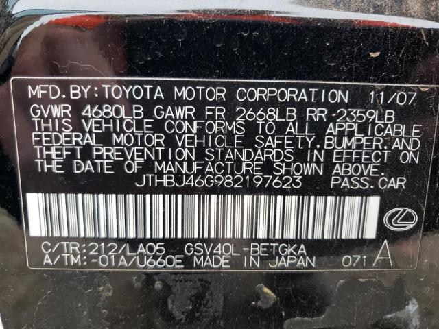 Photo 10 from auction – 2008 LEXUS ES 350 with VIN JTHBJ46G982197623