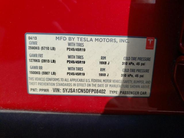 Photo 10 from auction – 2013 TESLA MODEL S with VIN 5YJSA1CN5DFP08402