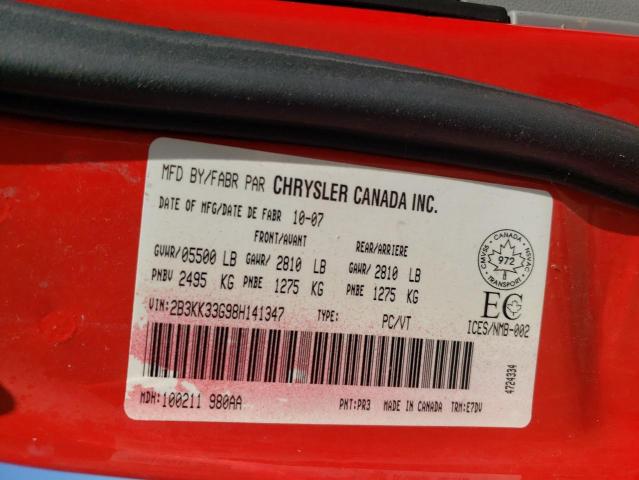 Photo 10 from auction – 2008 DODGE CHARGER SX with VIN 2B3KK33G98H141347