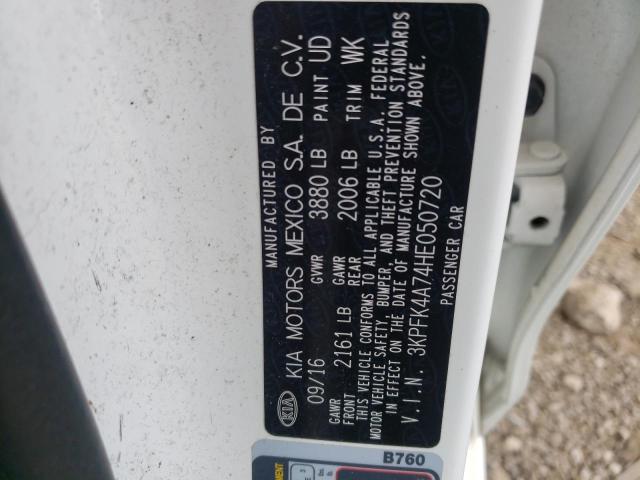 Photo 10 from auction – 2017 KIA FORTE LX with VIN 3KPFK4A74HE050720