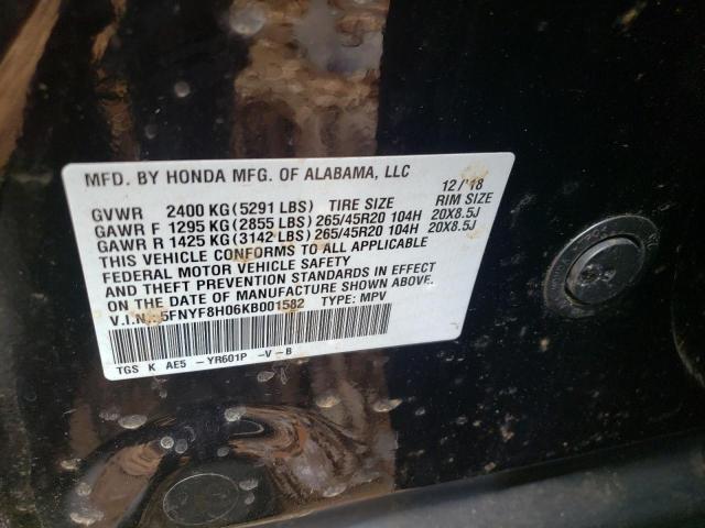 Photo 10 from auction – 2019 HONDA PASSPORT E with VIN 5FNYF8H06KB001582