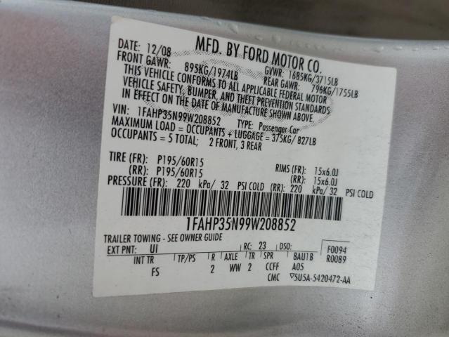 Photo 10 from auction – 2009 FORD FOCUS SE with VIN 1FAHP35N99W208852