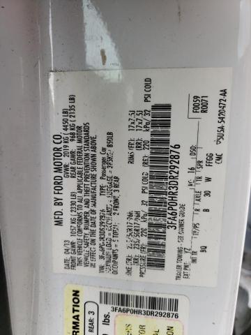 Photo 10 from auction – 2013 FORD FUSION SE with VIN 3FA6P0HR3DR292876