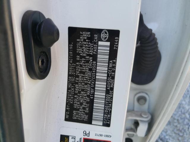 Photo 10 from auction – 2012 TOYOTA CAMRY BASE with VIN 4T1BF1FK7CU540508