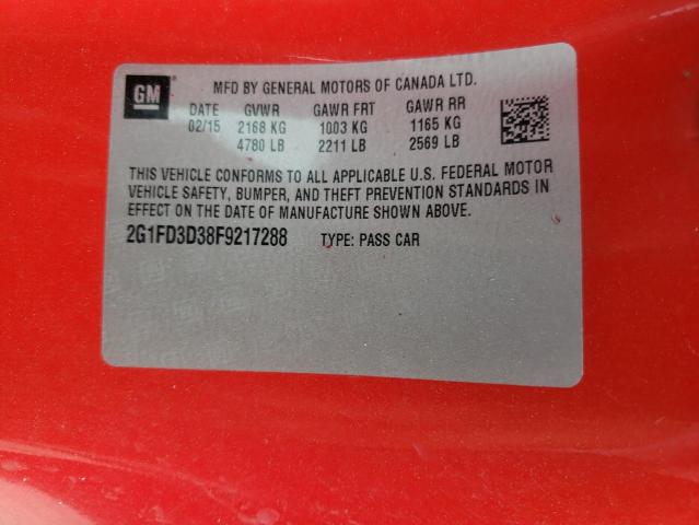 Photo 10 from auction – 2015 CHEVROLET CAMARO LT with VIN 2G1FD3D38F9217288