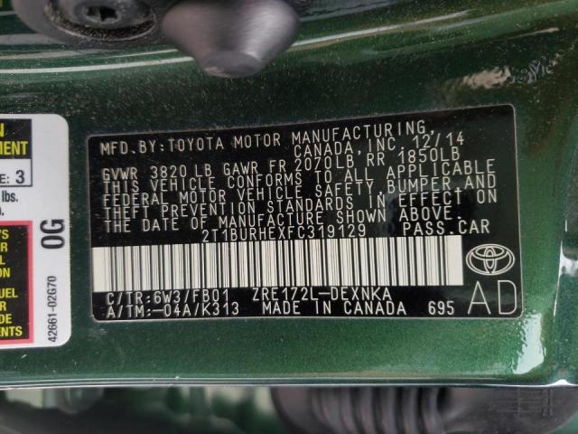 Photo 10 from auction – 2015 TOYOTA COROLLA L with VIN 2T1BURHEXFC319129