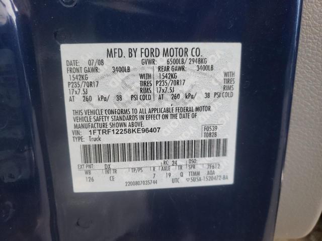 Photo 10 from auction – 2008 FORD F150 with VIN 1FTRF12258KE96407