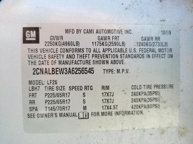 Photo 10 from auction – 2010 CHEVROLET EQUINOX LS with VIN 2CNALBEW3A6256545