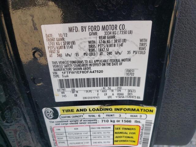 Photo 10 from auction – 2013 FORD F150 SUPER with VIN 1FTFW1EF8DFA47520