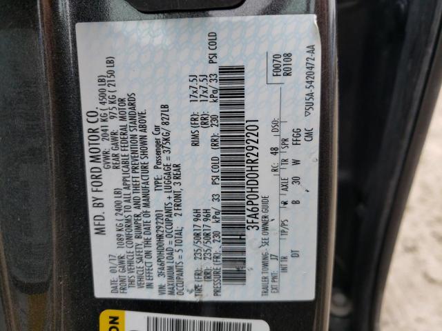 Photo 10 from auction – 2017 FORD FUSION SE with VIN 3FA6P0HD0HR292201