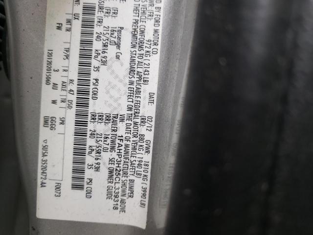 Photo 10 from auction – 2012 FORD FOCUS SEL with VIN 1FAHP3H25CL339318