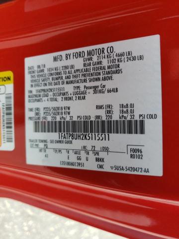 Photo 10 from auction – 2019 FORD MUSTANG with VIN 1FATP8UH2K5115511