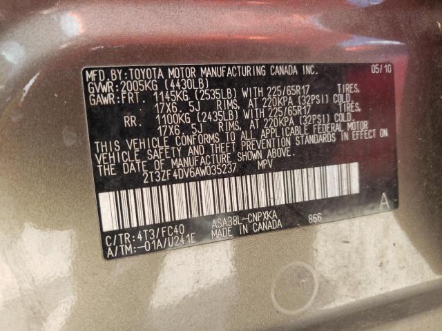 Photo 10 from auction – 2010 TOYOTA RAV4 with VIN 2T3ZF4DV6AW035237