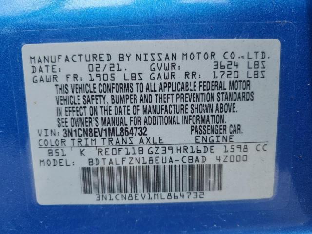 Photo 10 from auction – 2021 NISSAN VERSA SV with VIN 3N1CN8EV1ML864732