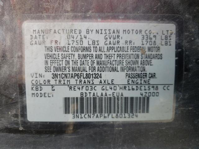 Photo 10 from auction – 2015 NISSAN VERSA S with VIN 3N1CN7AP6FL801324