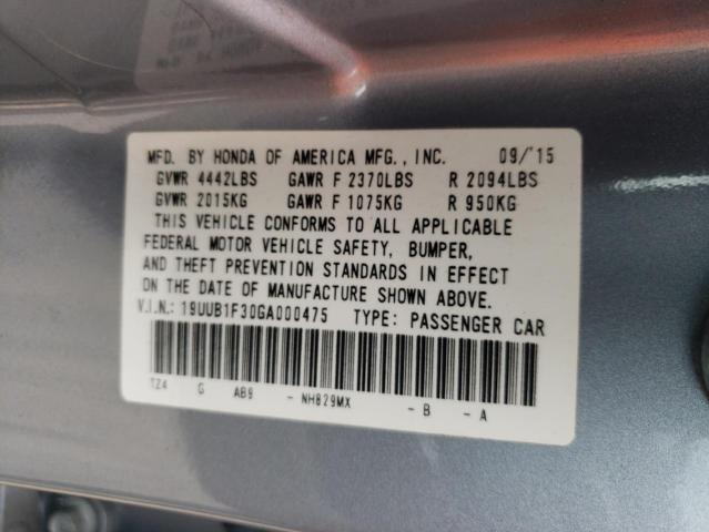 Photo 10 from auction – 2016 ACURA TLX with VIN 19UUB1F30GA000475