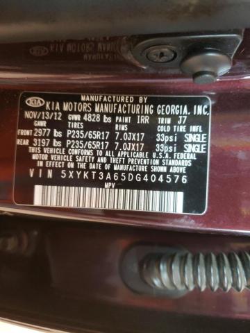 Photo 10 from auction – 2013 KIA SORENTO LX with VIN 5XYKT3A65DG404576