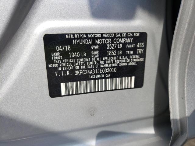 Photo 10 from auction – 2018 HYUNDAI ACCENT SE with VIN 3KPC24A31JE033010