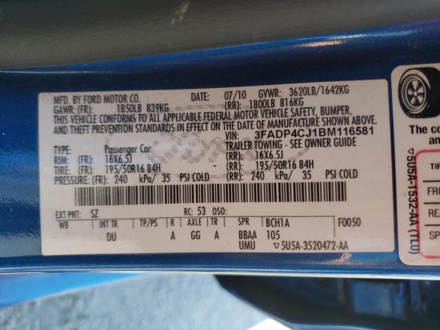 Photo 10 from auction – 2011 FORD FIESTA SEL with VIN 3FADP4CJ1BM116581