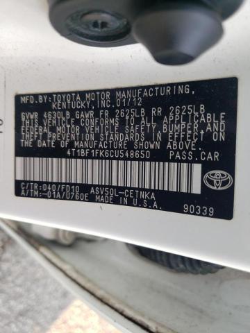Photo 10 from auction – 2012 TOYOTA CAMRY BASE with VIN 4T1BF1FK6CU548650