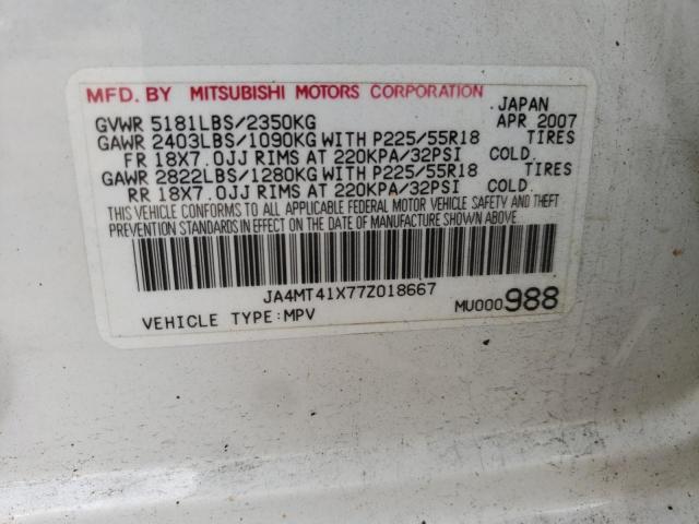 Photo 10 from auction – 2007 MITSUBISHI OUTLANDER with VIN JA4MT41X77Z018667
