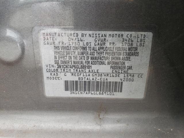 Photo 10 from auction – 2016 NISSAN VERSA S with VIN 3N1CN7AP6GL889101