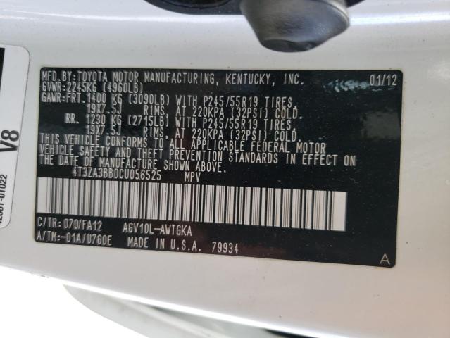 Photo 10 from auction – 2012 TOYOTA VENZA LE with VIN 4T3ZA3BB0CU056525