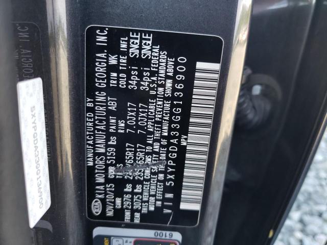 Photo 10 from auction – 2016 KIA SORENTO LX with VIN 5XYPGDA33GG136900