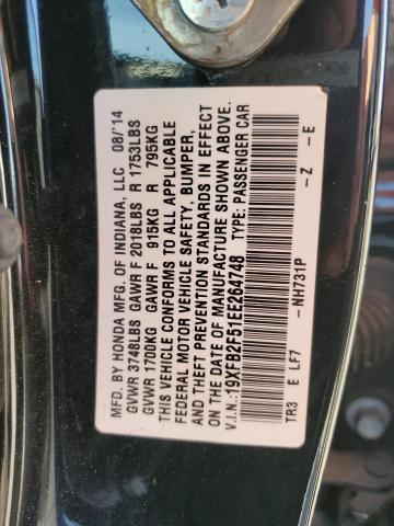 Photo 10 from auction – 2014 HONDA CIVIC LX with VIN 19XFB2F51EE264748