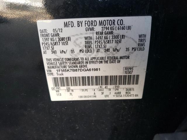 Photo 10 from auction – 2013 FORD EXPLORER with VIN 1FM5K7B87DGA61981