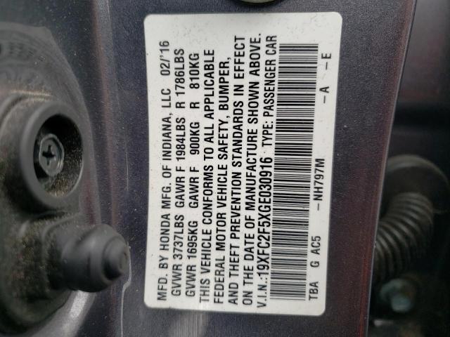 Photo 10 from auction – 2016 HONDA CIVIC LX with VIN 19XFC2F5XGE030916