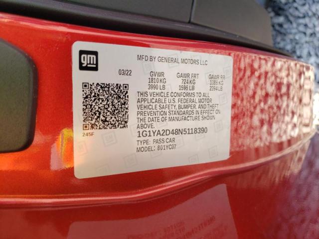 Photo 10 from auction – 2022 CHEVROLET CORVETTE S with VIN 1G1YA2D48N5118390