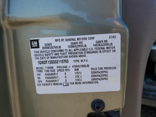 Photo 10 from auction – 2003 CHEVROLET TRAILBLAZE with VIN 1GNDT13S332110763