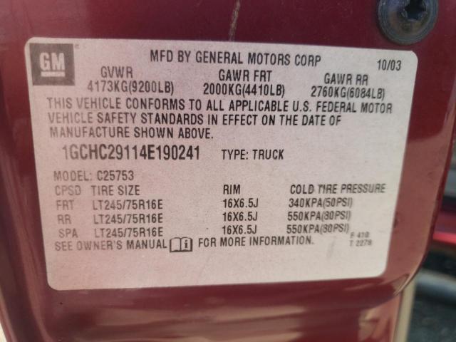 Photo 10 from auction – 2004 CHEVROLET SILVERADO with VIN 1GCHC29114E190241