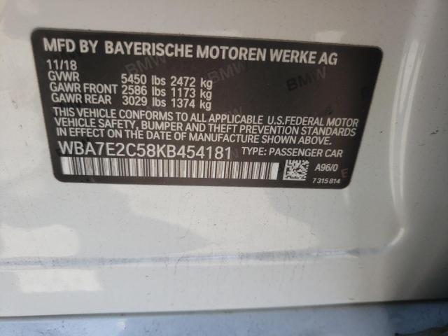 Photo 10 from auction – 2019 BMW 740 I with VIN WBA7E2C58KB454181