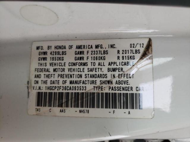 Photo 10 from auction – 2012 HONDA ACCORD LX with VIN 1HGCP2F36CA093533