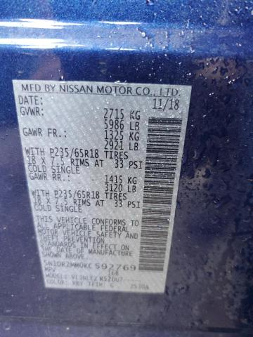 Photo 10 from auction – 2019 NISSAN PATHFINDER with VIN 5N1DR2MM0KC592769