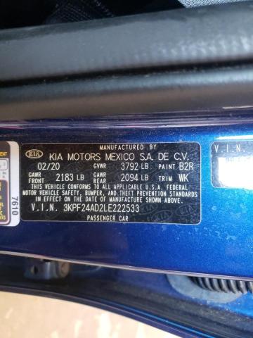 Photo 10 from auction – 2020 KIA FORTE FE with VIN 3KPF24AD2LE222533