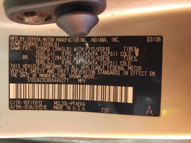 Photo 10 from auction – 2006 TOYOTA SIENNA CE with VIN 5TDZA23CX6S484271