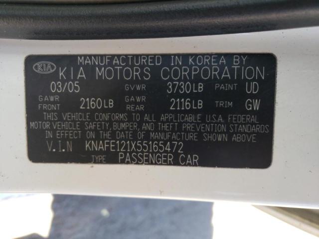 Photo 10 from auction – 2006 KIA SPECTRA with VIN KNAFE121X55165472