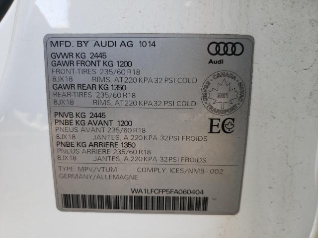 Photo 10 from auction – 2015 AUDI Q5 PREMIUM with VIN WA1LFCFP5FA060404