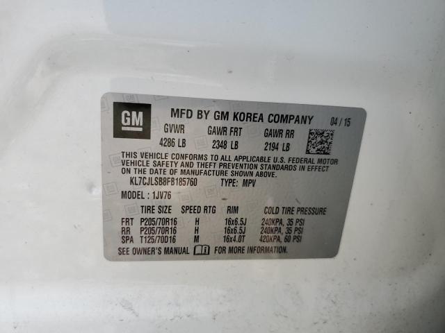 Photo 10 from auction – 2015 CHEVROLET TRAX 1LT with VIN KL7CJLSB8FB185760