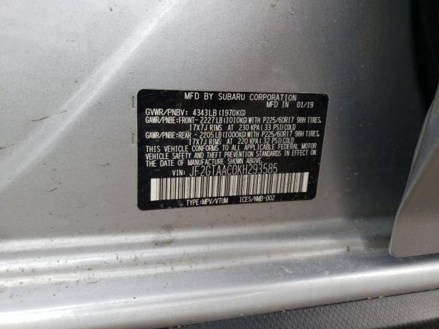 Photo 10 from auction – 2019 SUBARU CROSSTREK with VIN JF2GTAAC0KH293585