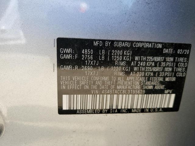 Photo 10 from auction – 2020 SUBARU OUTBACK PR with VIN 4S4BTACC8L3195629