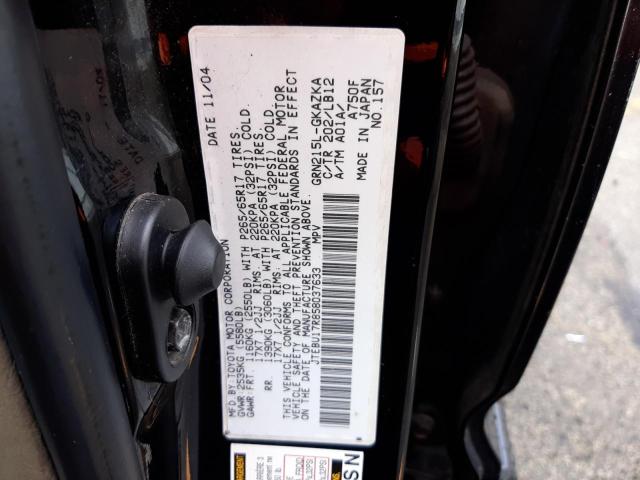 Photo 10 from auction – 2005 TOYOTA 4RUNNER LI with VIN JTEBU17R858037633