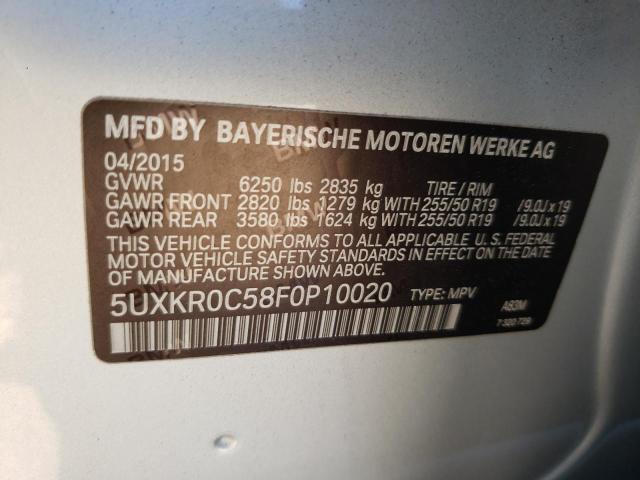 Photo 10 from auction – 2015 BMW X5 XDRIVE3 with VIN 5UXKR0C58F0P10020