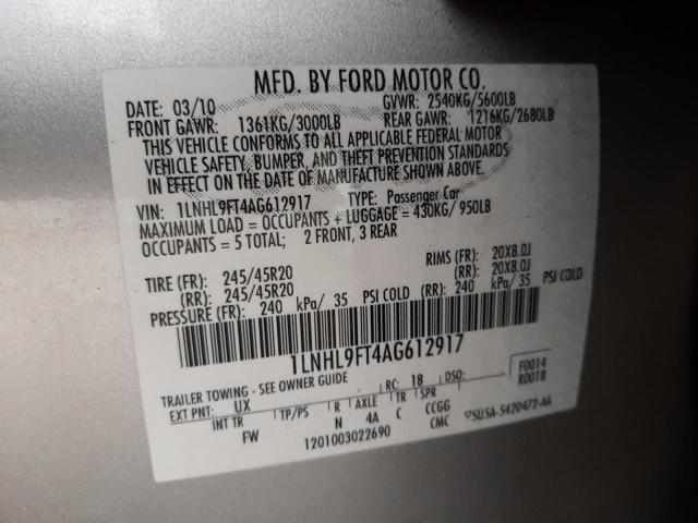 Photo 10 from auction – 2010 LINCOLN MKS with VIN 1LNHL9FT4AG612917