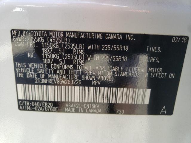 Photo 10 from auction – 2016 TOYOTA RAV4 SE with VIN 2T3NFREV8GW263226